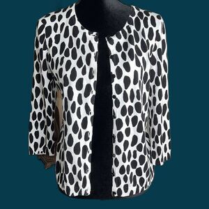 Talbots | Black and White Cotton Blend Button Down Cardigan | Size MP